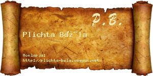 Plichta Béla névjegykártya